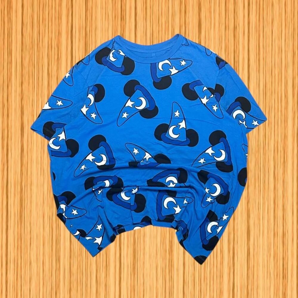 Disney Mickey Mouse Sorcerer Hat All Over Print Blue T-Shirt